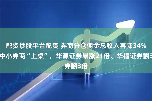 配资炒股平台配资 券商分仓佣金总收入再降34%，中小券商“上桌”，华源证券暴涨21倍、华福证券翻3倍